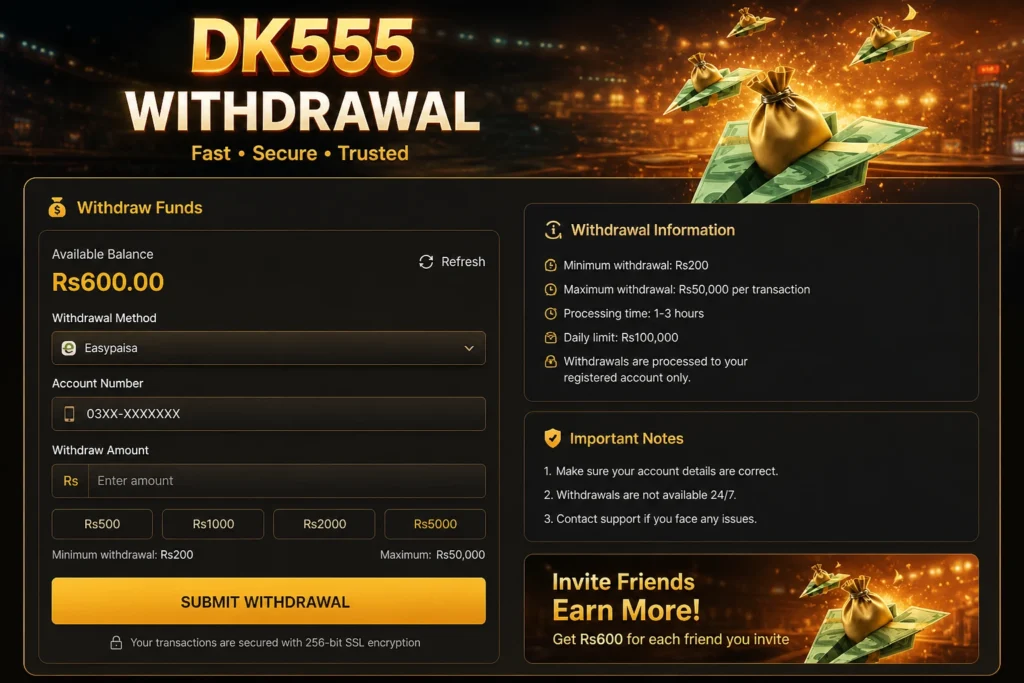 withdraw Money on Dk555